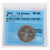 Image 1 : 1822 GRADED BR. WEST INDIES 1/4 ANCHOR VF-20