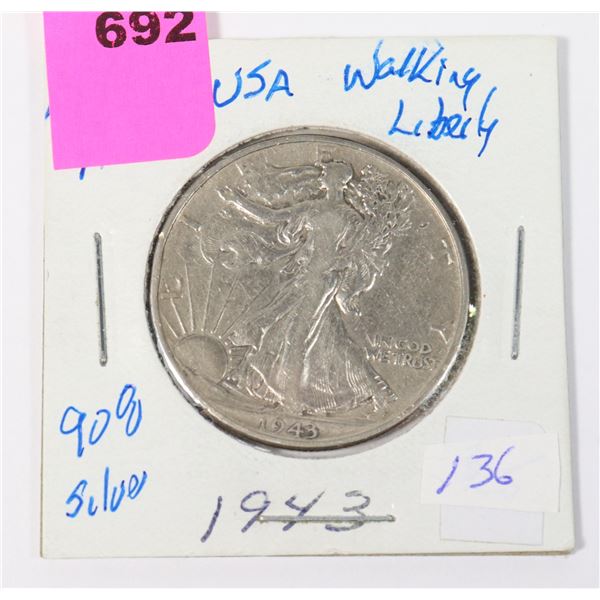 1943 W.W. II WALKING LIBERTY USA 50 CENT