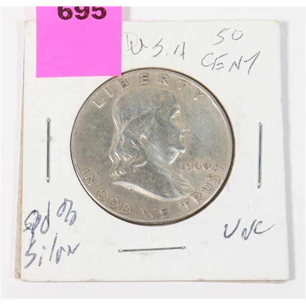 1960 BEN FRANKLIN USA 50 CENT 90% SILVER