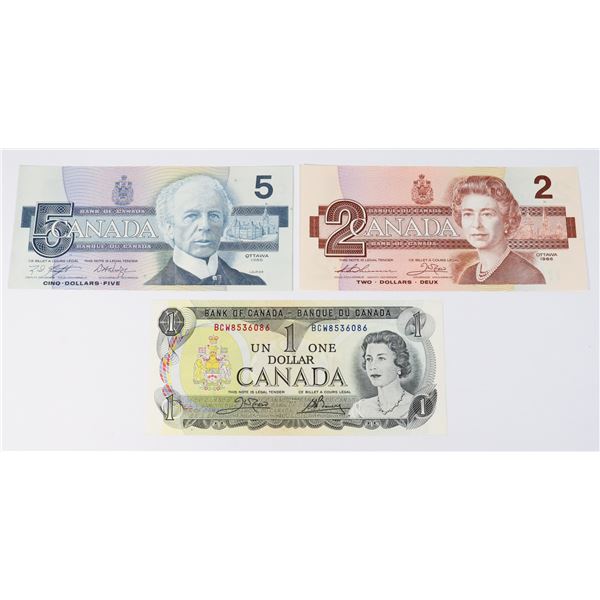 1 0F 3 PACK 1973 $1.00, 1986 $2.00 & 1986 $5.00