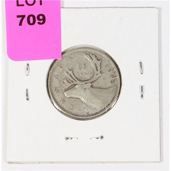 1945 CANADA QUARTER W.W.II 80% SILVER