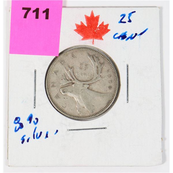 1950 CANADA QUARTER 80% SILVER