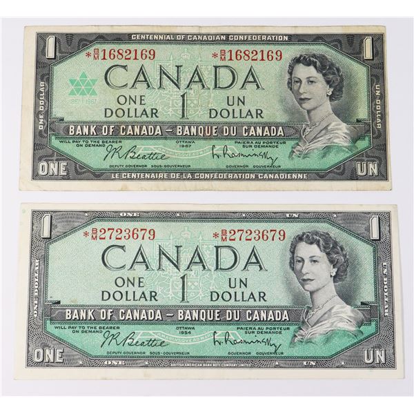 1954 AND 1967 CANADA $1 REPLACEMENT BILLS