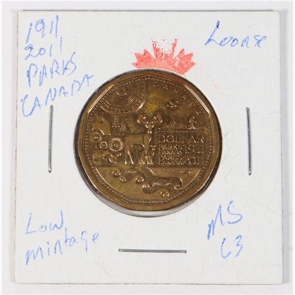 2011 PARKS CANADA LOW MINTAGE LOONIE