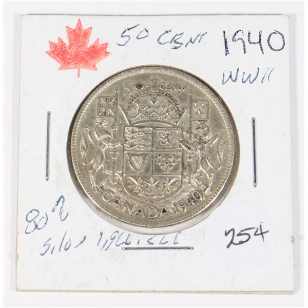 1940 50 CENT W.W.II 80% SILVER MINTED 1,996,566