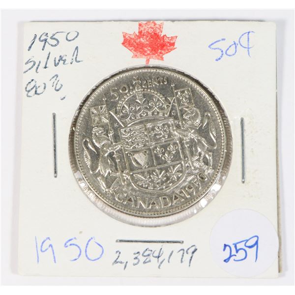 1950 50 CENT 80 % SILVER MINTED 2,141,733