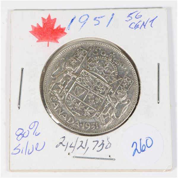 1951 50 CENT 80% SILVER MINTED 2,141,733