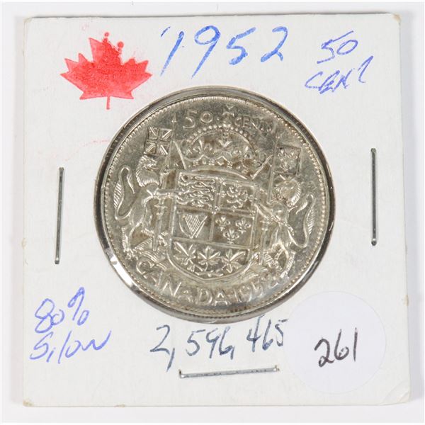 1952 50 CENT 80% SILVER MINTED 2,596,465
