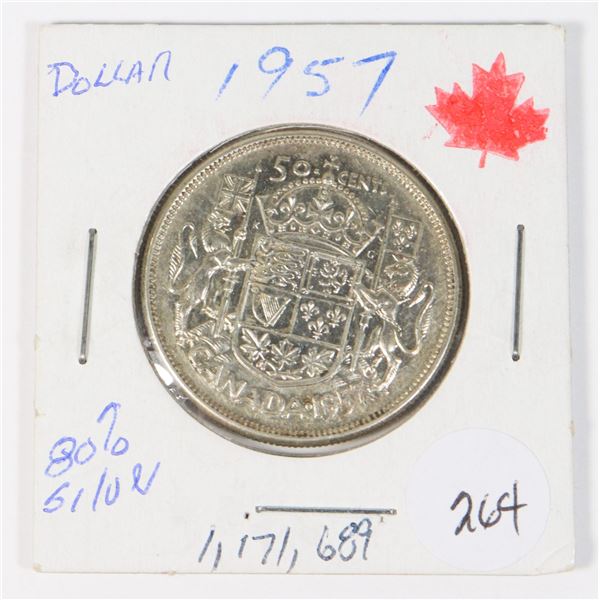 1957 50 CENT 80% SILVER MINTED 1,171,659