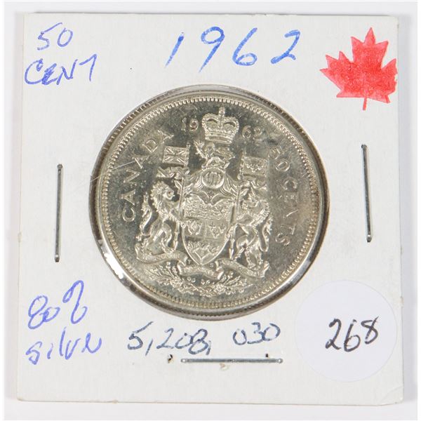 1962 50 CENT 80% SILVER MINTED 5,208,030