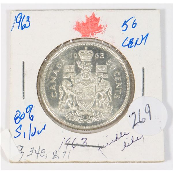 1963 50 CENT 80% SILVER MINTED 8,348,871