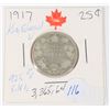 Image 1 : 1917 CANADA KING EDWARD V .925 SILVER QUARTER