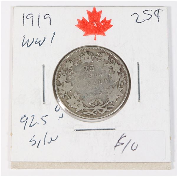 1919 KING GEORGE V 92.5% SILVER QUARTER 5,852,262
