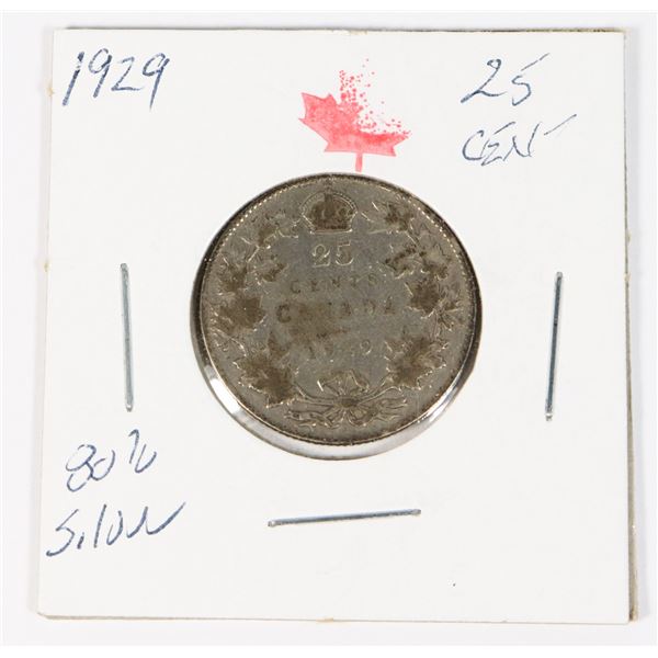 1929 KING GEORGE V 92.5% SILVER QUARTER 2,690,562