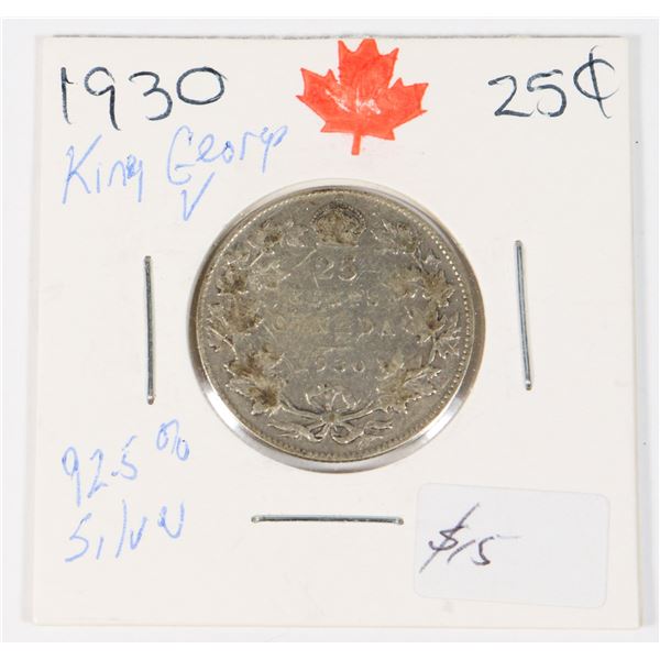 1930 KING GEORGE V 92.5% SILVER QUARTER 968,748