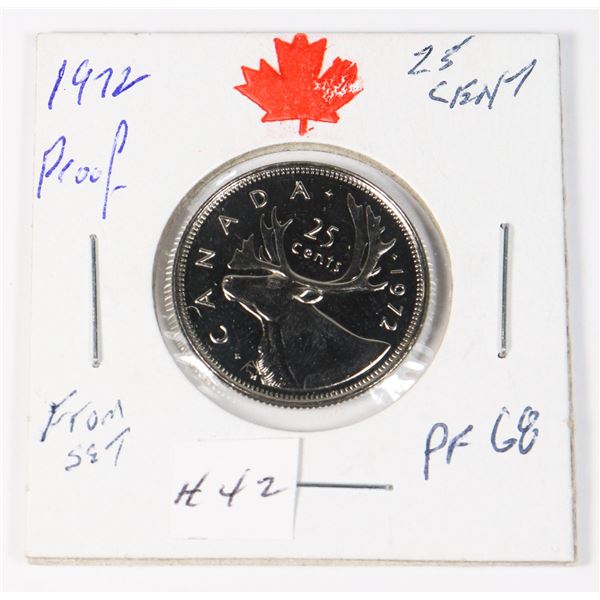 1972 CANADA PROOF QUARTER FROM SET PF68