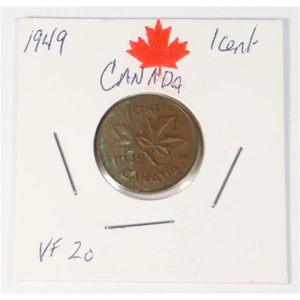1949 CANADA ONE CENT COIN VF20