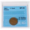 Image 1 : GRADED 1951 CANADA 1 CENT COIN EF-40 CCCS