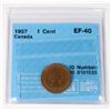 Image 1 : GRADED 1957 CANADA 1 CENT COIN EF-40 CCCS