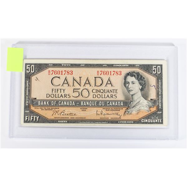 1954 CANADIAN 50 DOLLAR BANK NOTE IN PROTECTIVE