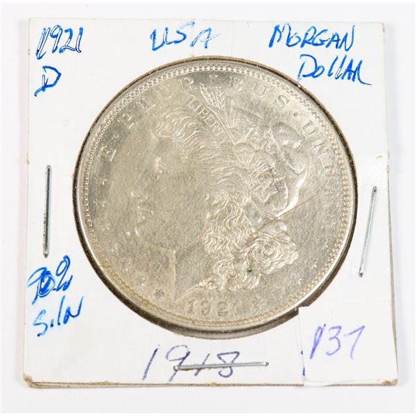 1921 D MORGAN SILVER DOLLAR 90% SILVER
