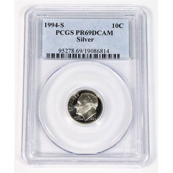 PCGS GRADED PR69 1994-S SILVER USA ROOSEVELT DIME