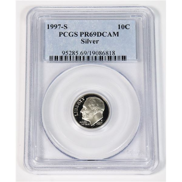 PCGS GRADED PR69 1997-S SILVER USA ROOSEVELT DIME
