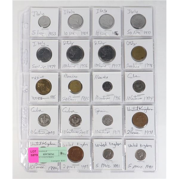 20 COINS 5 COUNTRIES