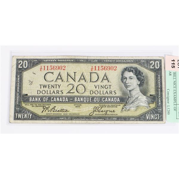 1954 $20 BILL NICE EXAMPLE OF BILL NEAR
