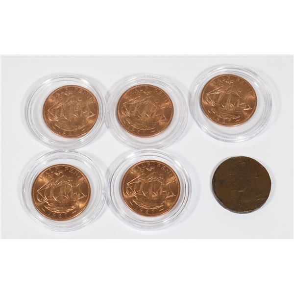 LOT OF 5 1967 HALF PENNIES SOLD WITH 1939 ROYAL