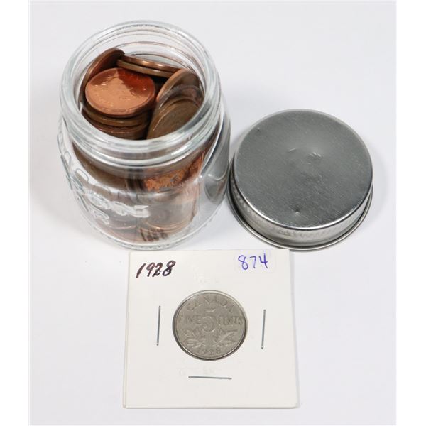 1928 KING GEORGE CANADIAN 5 CENT COIN SOLD WITH