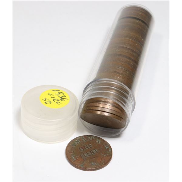 ROLL OF 1936 CIRCULATED PENNIES