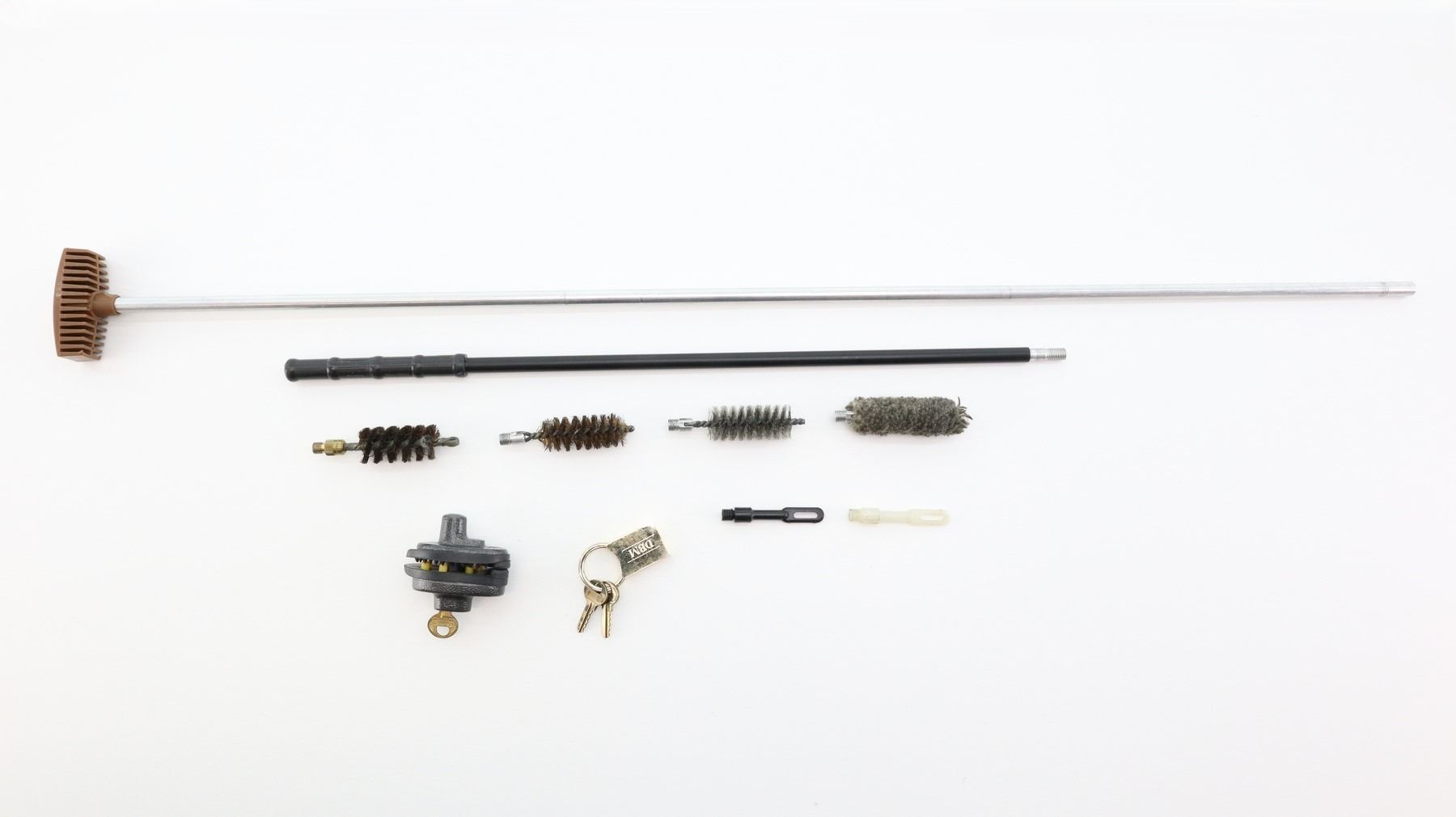 ASSORTED GUN CLEANING RODS, BRUSHES AND TRIGGER LOCK LOT