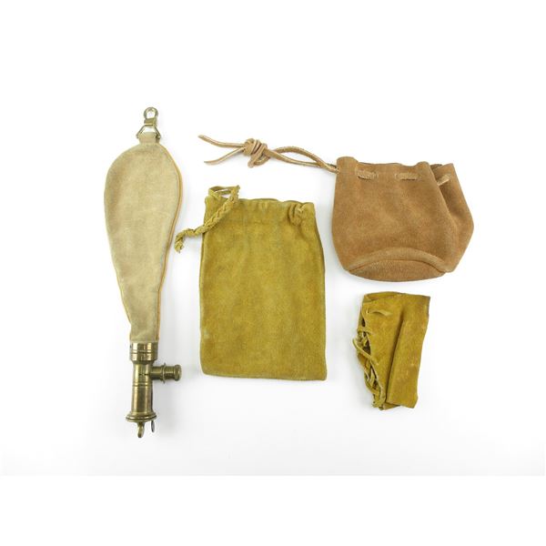 SHOT FLASK AND POSSIBLE BAGS ETC. LOT