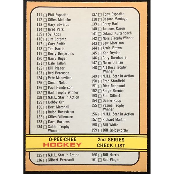 1972-73 O-PEE-CHEE 2nd SERIES CHECKLIST ERROR CARD