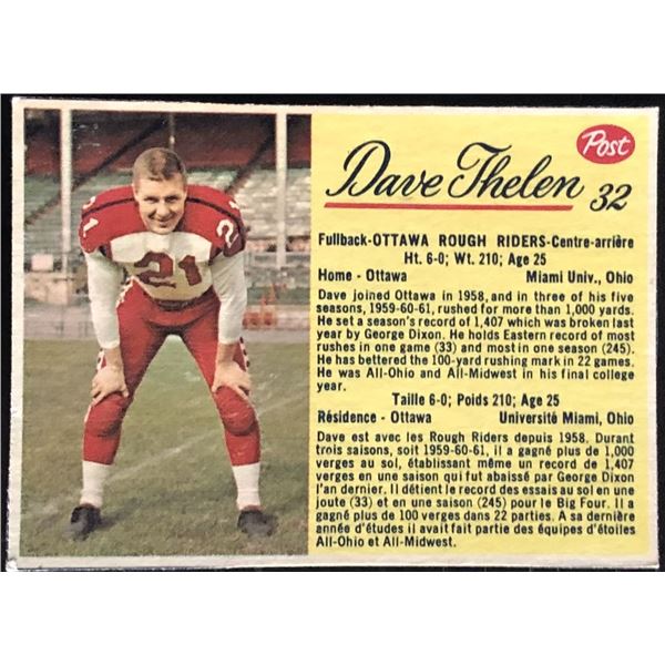 1963 POST CEREAL DAVE THELEN (HOF)