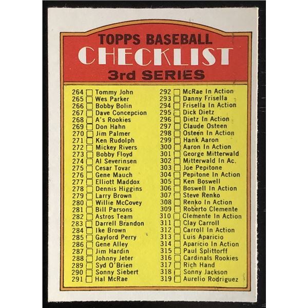 1972 O-PEE-CHEE 3rd SERIES CHECKLIST