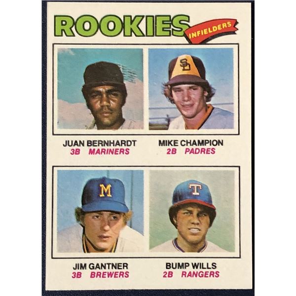 1977 TOPPS JIM GANTNER & BUMP WILLS ROOKIE CARD