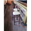 Image 2 : Qty 7 Wooden Bar Chairs w/ Foot Rails & Upholstered Seats