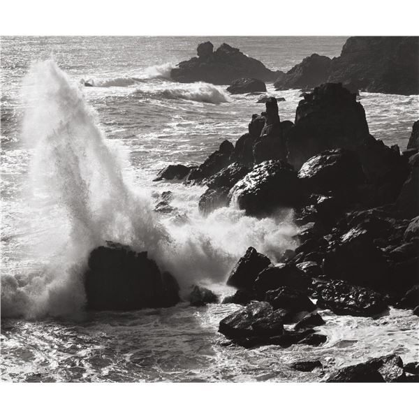 Ansel Adams 1902-1984. Storm, Surf, and Rocks - Timber Cover California.
