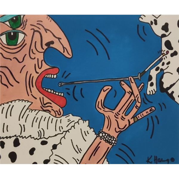 Keith Haring signed Cruella De Vil, 1984.
