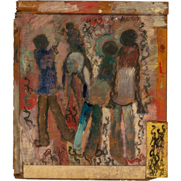 Purvis Young 1943-2010 Untitled. Mixed media on panel.