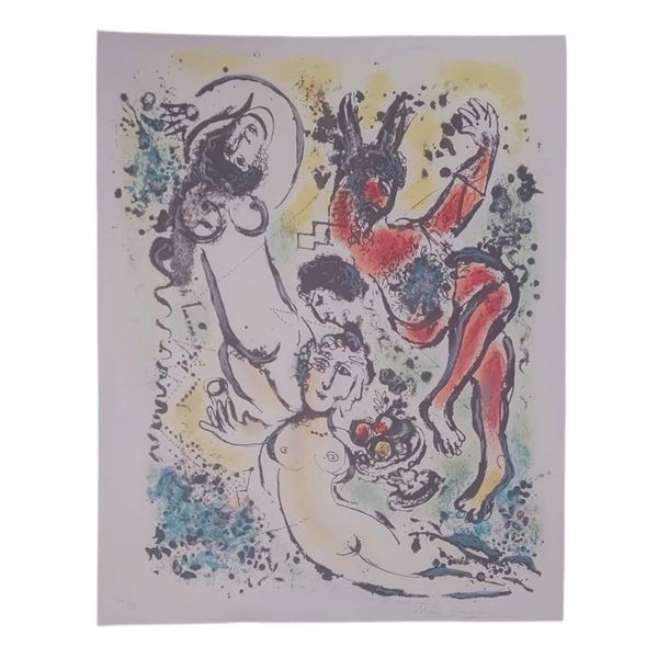 Marc Chagall - Reprenez, muses, reprenez avec moi le chant bucolique, signed lithograph.