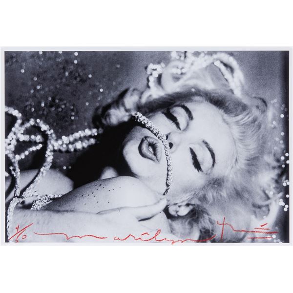 Bert Stern signed Marilyn Monroe Last Sitting Kiss in Rhinestones photograph.