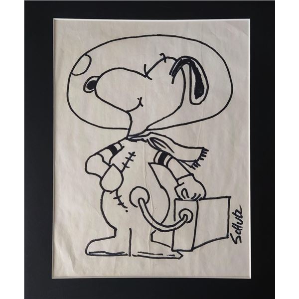 Charles Schulz signed drawing of 'Astronaut Snoopy'.