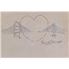 Image 1 : Tony Bennett signed Love Golden gate bridge drawing.
