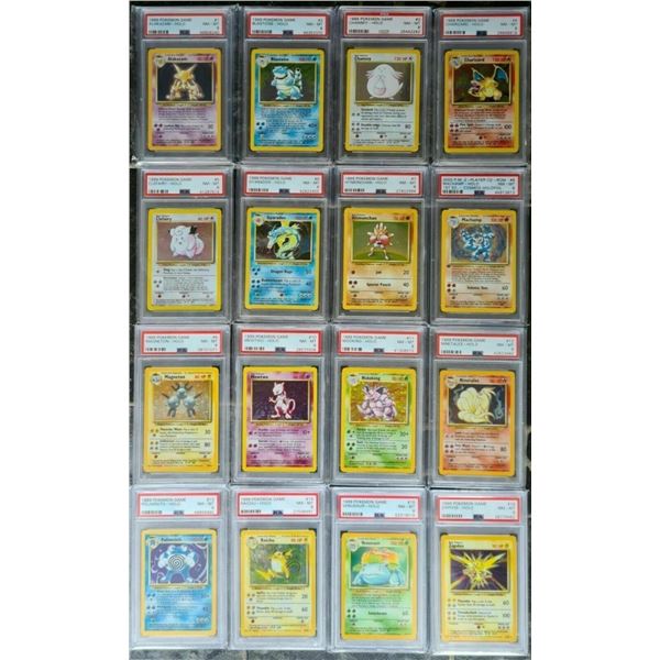Complete PSA9 Mint Base Set Pokémon Holos - All 16 Including Charizard Unlimited