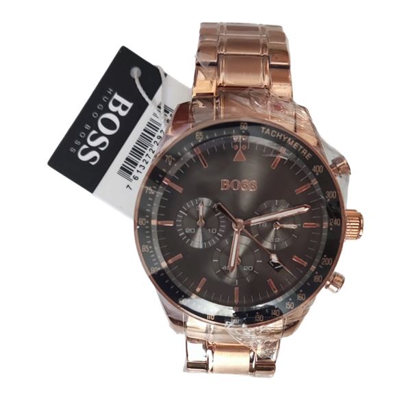 New Hugo BOSS Trophy rose gold plated chronograph men's watch, boxed. With gift bag. Model: 1513632.