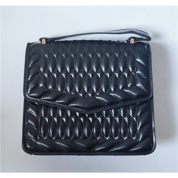 Brand new black glossy crossbody PVC leather patterned bag.