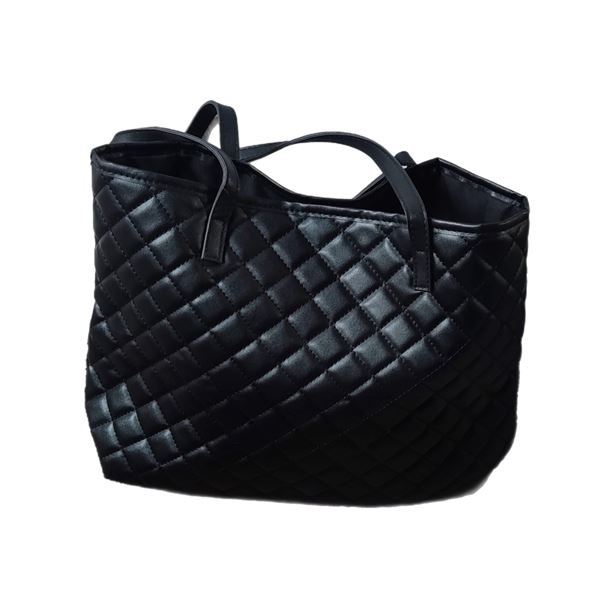 Brand new large black PU leather quilted shoulder bag.